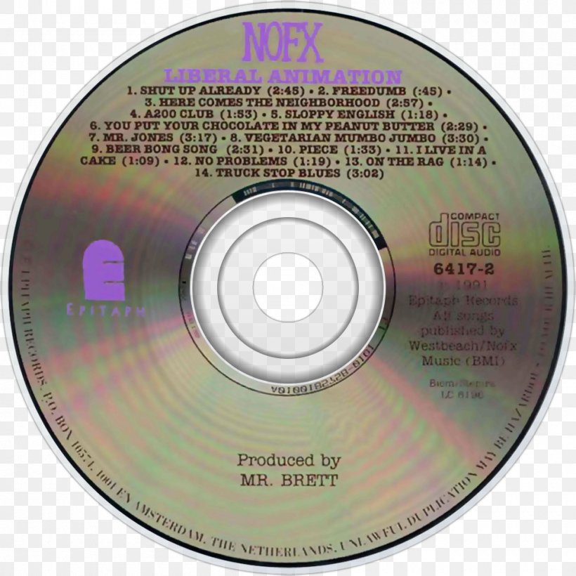 Compact Disc NOFX Liberal Animation Jethro Tull Album, PNG, 1000x1000px, Watercolor, Cartoon, Flower, Frame, Heart Download Free
