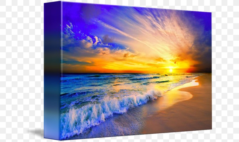 Canvas Print Painting Sea Sunset, PNG, 650x489px, Canvas, Art, Atmosphere, Beach, Calm Download Free