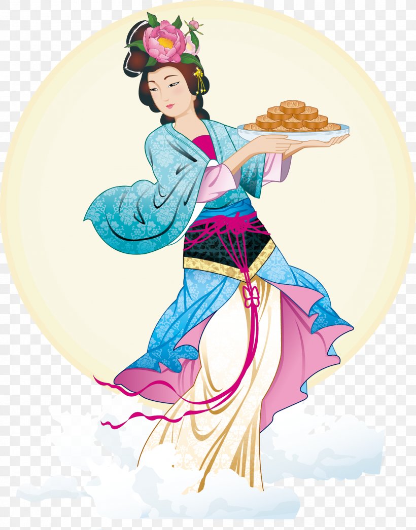 China Chang'e Mid-Autumn Festival Mooncake Clip Art, PNG, 1880x2400px, Chang E, Art, Autumn, Clothing, Costume Download Free