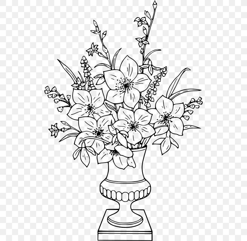 Coloring Book Vase Drawing Flower, PNG, 526x800px, Coloring Book, Adult, Art, Black And White, Branch Download Free