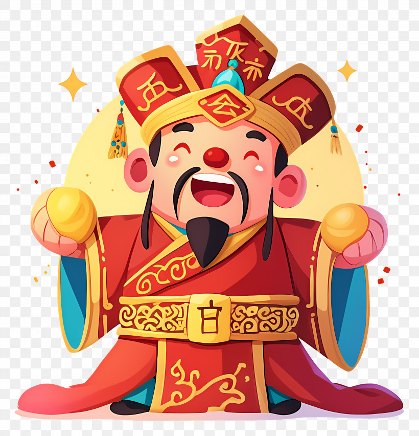 Cartoon Character - Traditional Cartoon Figure In Festive Attire PNG