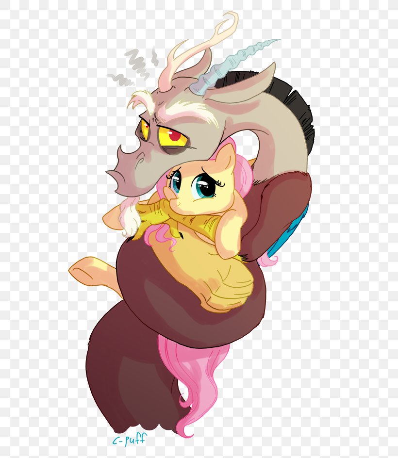 Fluttershy Pony Pinkie Pie Discord DeviantArt, PNG, 574x944px, Watercolor, Cartoon, Flower, Frame, Heart Download Free