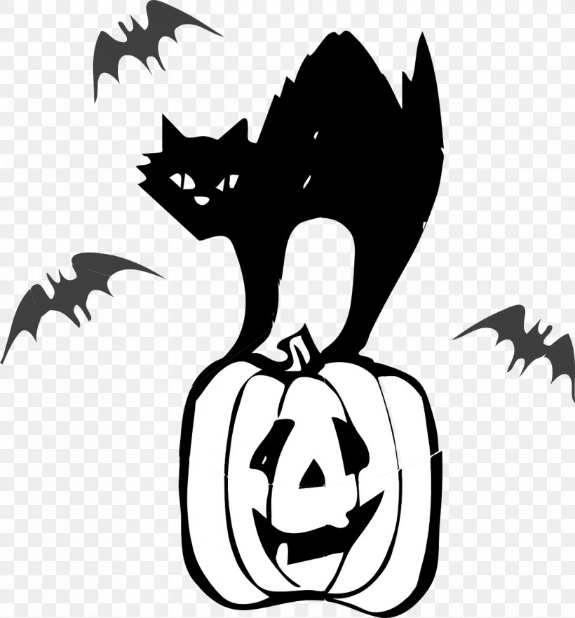 Black Cat Halloween Clip Art, PNG, 1191x1280px, Cat, Artwork, Bat, Black, Black And White Download Free
