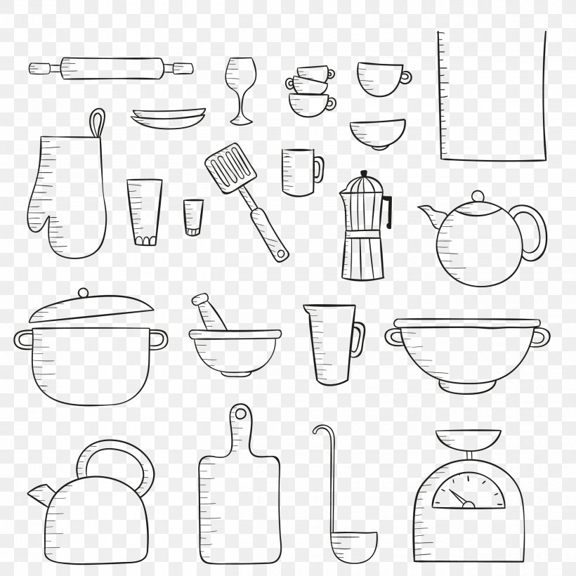 Drawing Kitchen Utensil Sketch, PNG, 2500x2500px, Drawing, Area, Auto Part, Bathroom Accessory, Black And White Download Free