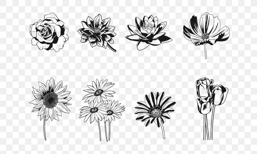 Floral Design Silhouette Flower, PNG, 700x490px, Floral Design, Artwork, Black And White, Body Jewelry, Cut Flowers Download Free