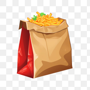 Food Delivery Bag - Cartoon Illustration Of French Fries In A Bag PNG