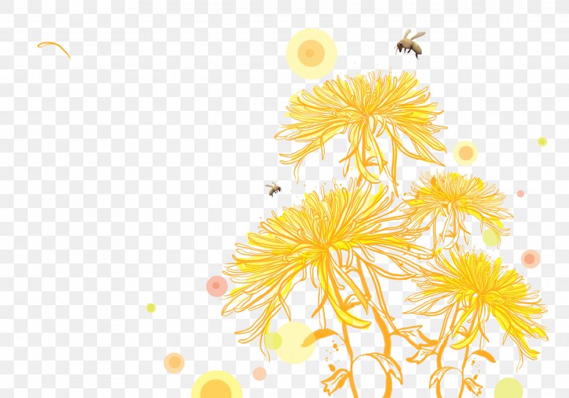 Bee Chrysanthemum, PNG, 2234x1564px, Bee, Chrysanthemum, Chrysanths, Cut Flowers, Dahlia Download Free