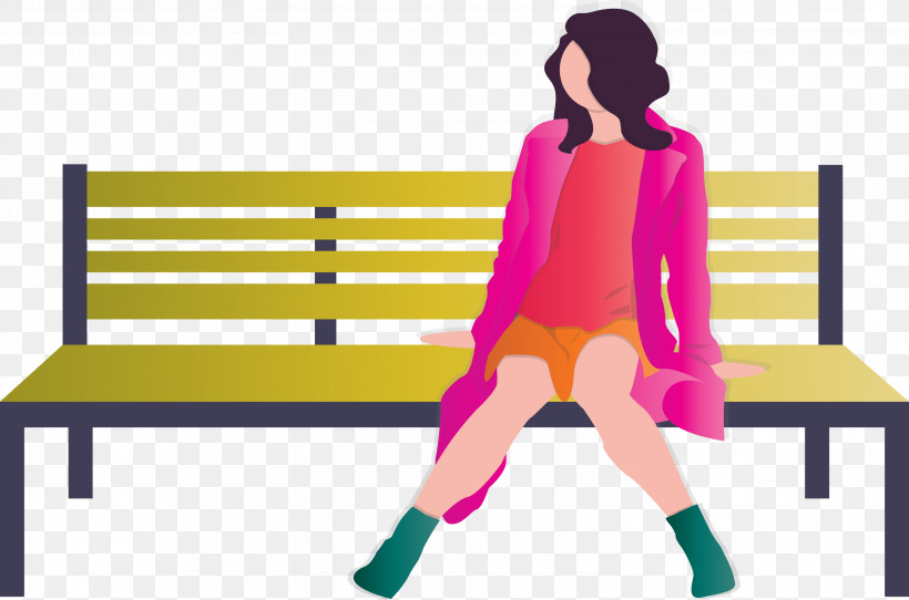 Park Bench Girl, PNG, 3000x1984px, Park Bench, Fashion Design, Furniture, Girl, Line Download Free