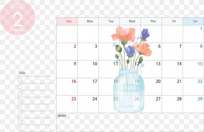 February 2020 Calendar February 2020 Printable Calendar 2020 Calendar, PNG, 3000x1943px, 2020 Calendar, February 2020 Calendar, Diagram, February 2020 Printable Calendar, Floral Design Download Free