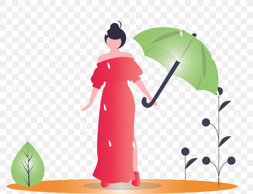 Raining Spring Woman, PNG, 3000x2309px, Raining, Costume, Spring, Umbrella, Woman Download Free