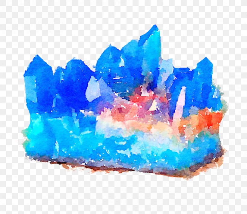 Blue Crystal Mineral Watercolor Painting Rock, PNG, 961x832px, Blue, Aqua, Art, Cobalt Blue, Color Download Free