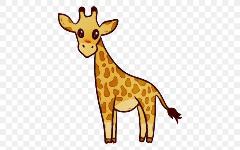 Giraffe Giraffidae Terrestrial Animal Wildlife Yellow, PNG, 512x512px, Watercolor, Animal Figure, Deer, Giraffe, Giraffidae Download Free