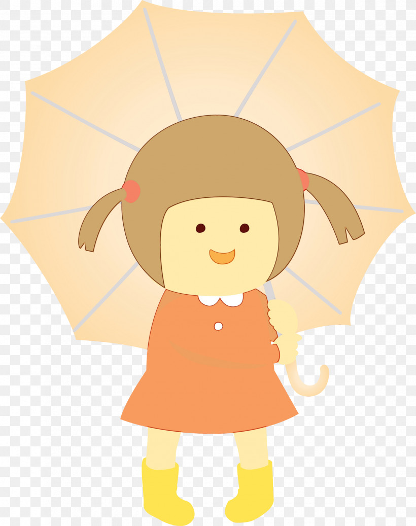 Cartoon Character Yellow Umbrella Male, PNG, 2370x3000px, Raining Day, Cartoon, Character, Character Created By, Girl Download Free