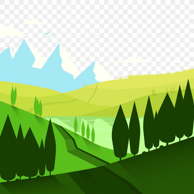 Nature Landscape Euclidean Vector Wallpaper, PNG, 3000x3000px, Nature, Camping, Drawing, Ecology, Grass Download Free