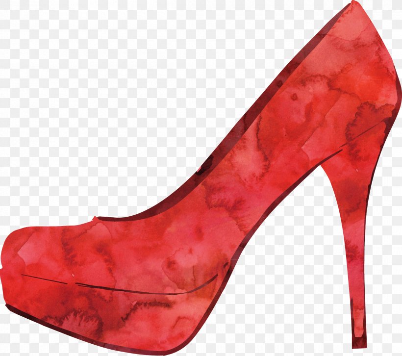 Red High-heeled Footwear Shoe Watercolor Painting Drawing, PNG, 2400x2125px, Red, Absatz, Basic Pump, Designer, Drawing Download Free