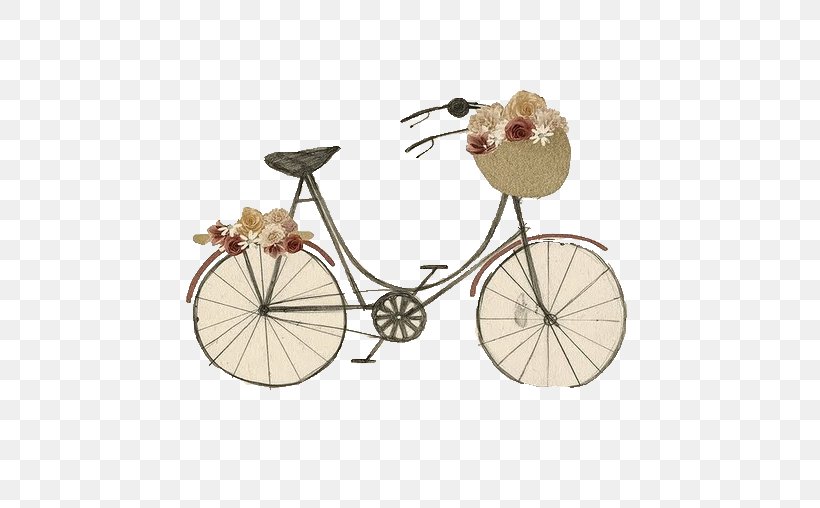 Bicycle Drawing Vintage Clothing Cycling Illustration, PNG, 695x508px, Bicycle, Art, Bicycle Accessory, Bicycle Basket, Bicycle Frame Download Free