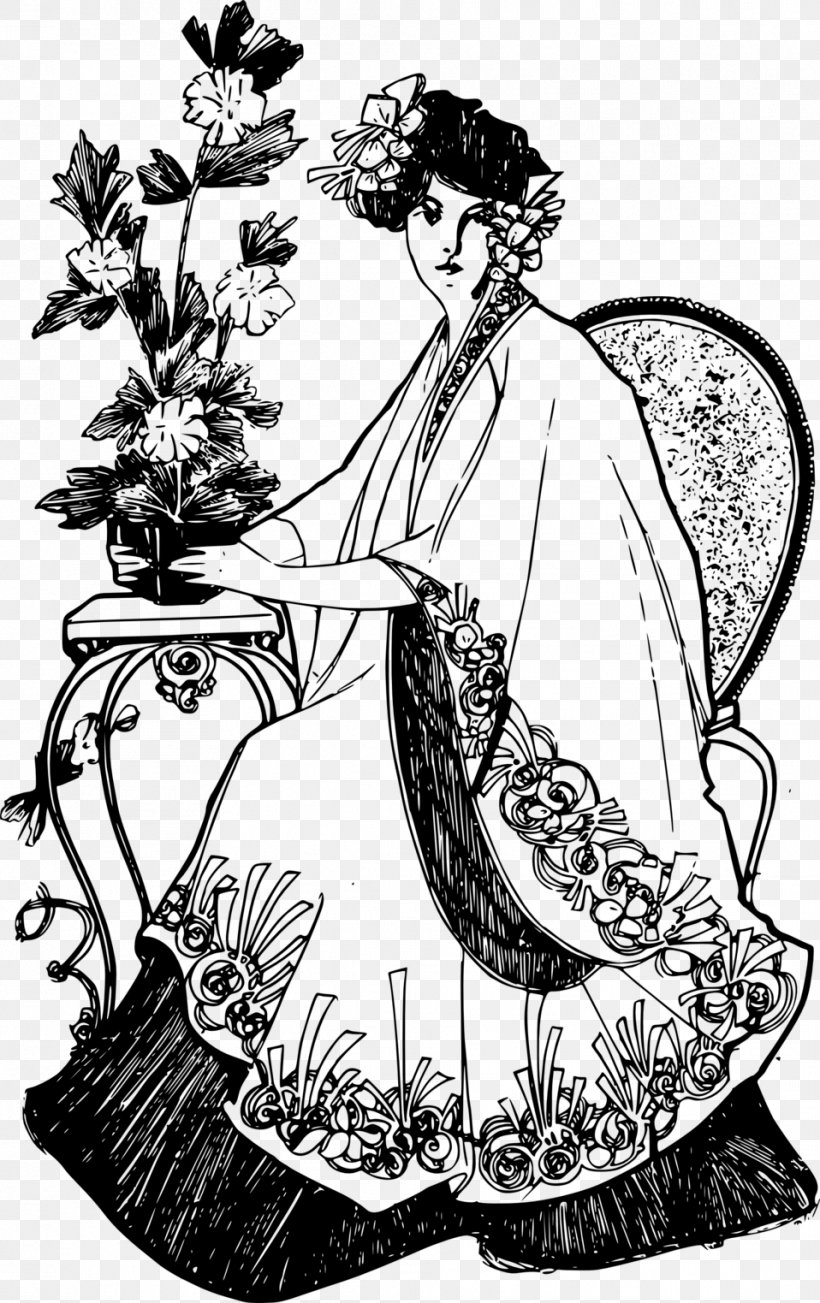 Flower Black And White Woman Clip Art, PNG, 958x1523px, Flower, Art, Artwork, Black And White, Color Download Free