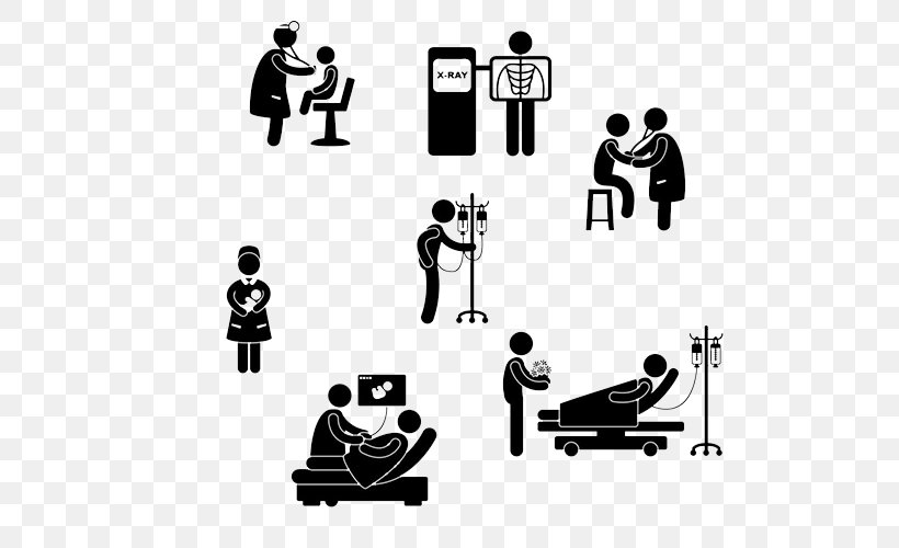 Pictogram Medicine Hospital Physician Clinic, PNG, 500x500px, Pictogram, Black And White, Brand, Clinic, Communication Download Free