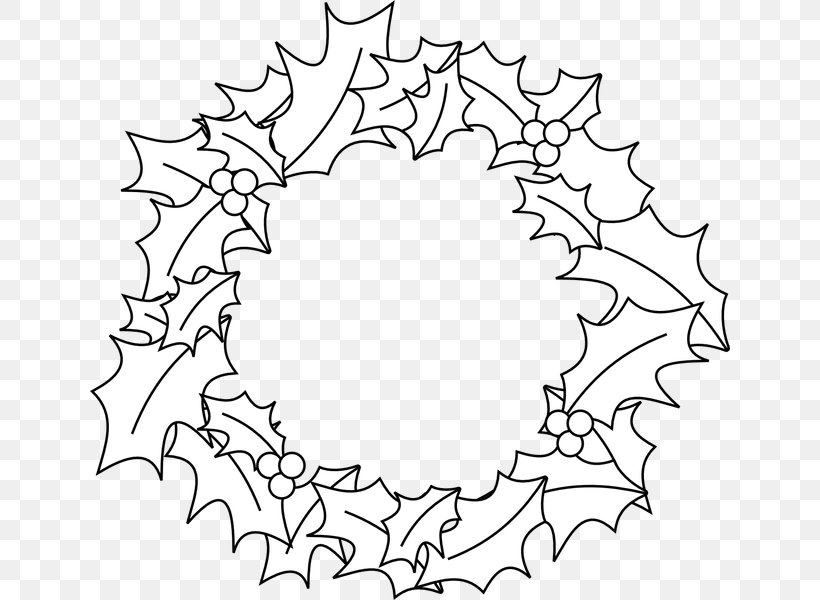 Wreath Christmas Garland Drawing Clip Art, PNG, 640x600px, Wreath, Area, Artwork, Black And White, Branch Download Free