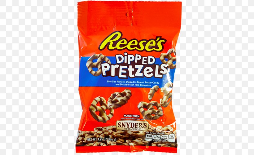 Pretzel Reese's Peanut Butter Cups Reese's Pieces Hershey Bar, PNG, 604x500px, Pretzel, Biscuits, Breakfast Cereal, Candy, Chocolate Download Free