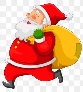 Transparent Santa With Yellow Bag Clipart - Santa Claus Clip Art PNG