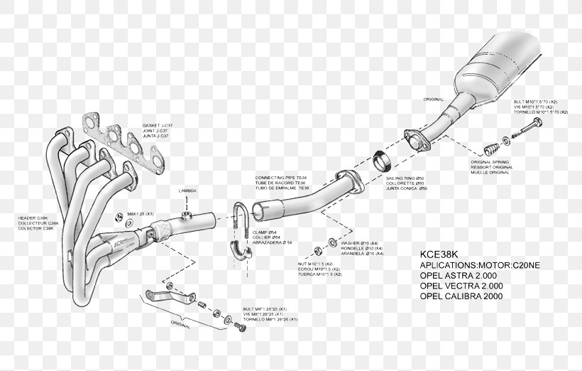 Opel Vectra Opel Astra Opel Calibra Exhaust System, PNG, 800x522px, Opel Vectra, Auto Part, Automotive Exhaust, Black And White, Car Download Free