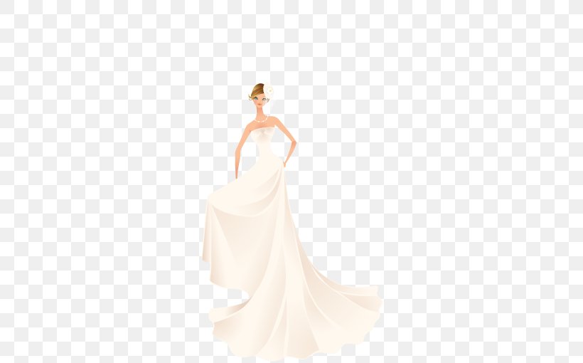 Wedding Dress Beauty Shoulder Satin Bride, PNG, 510x510px, Watercolor, Cartoon, Flower, Frame, Heart Download Free