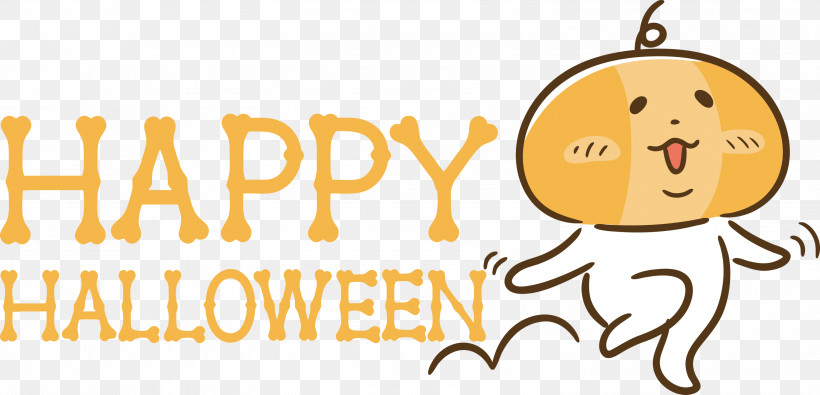 Happy Halloween, PNG, 2999x1448px, Happy Halloween, Biology, Cartoon, Happiness, Logo Download Free