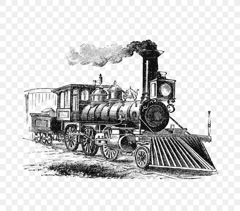 Rail Transport Train Steam Locomotive, PNG, 720x720px, Rail Transport, Advanced Steam Technology, Black And White, Drawing, Locomotive Download Free