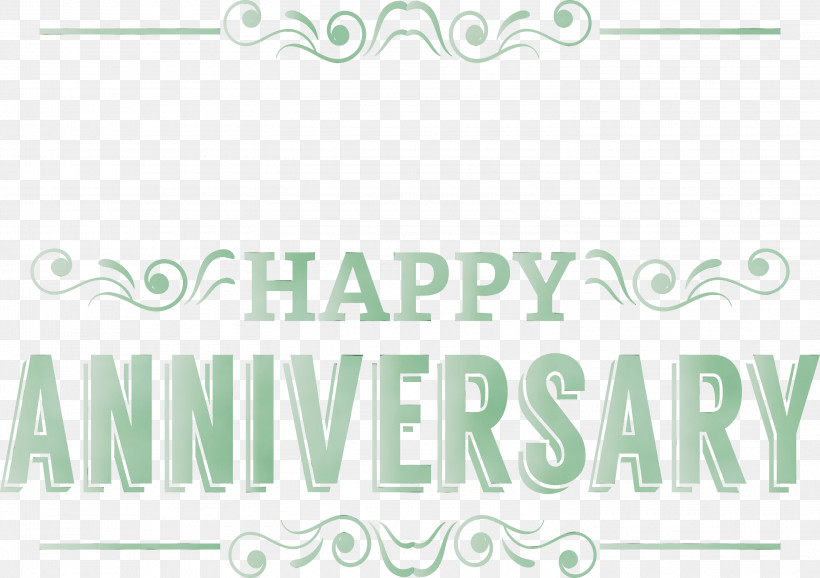 Logo Font Angle Line Green, PNG, 3000x2117px, Happy Anniversary, Angle, Area, Green, Line Download Free