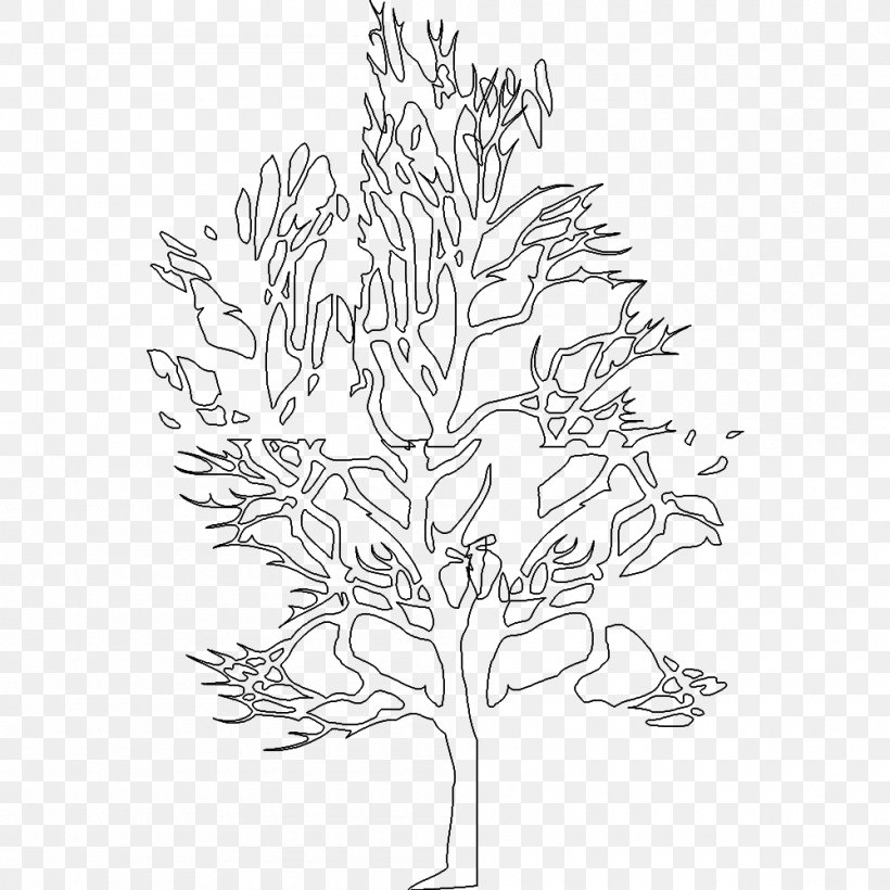 Twig Floral Design Flowering Plant Pattern, PNG, 1000x1000px, Twig, Black And White, Branch, Drawing, Flora Download Free