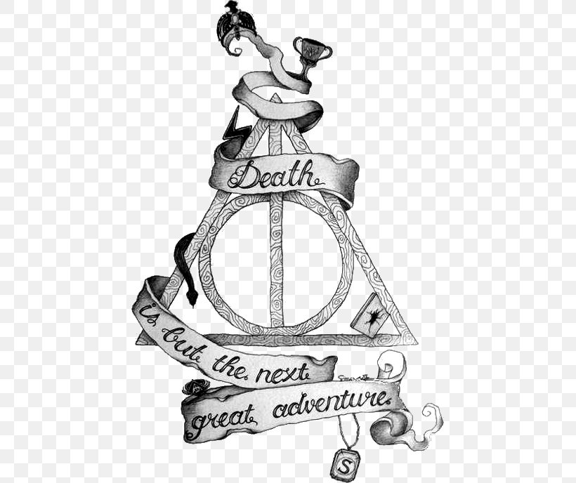 Harry Potter And The Deathly Hallows Tattoo Professor Severus Snape The Wizarding World Of Harry Potter, PNG, 445x688px, Harry Potter, Black And White, Drawing, Gryffindor, Hallow Download Free