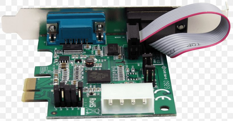RS-232 Serial Port PCI Express Expansion Card 16550 UART, PNG, 2506x1311px, Serial Port, Adapter, Circuit Component, Compactpci Serial, Computer Download Free