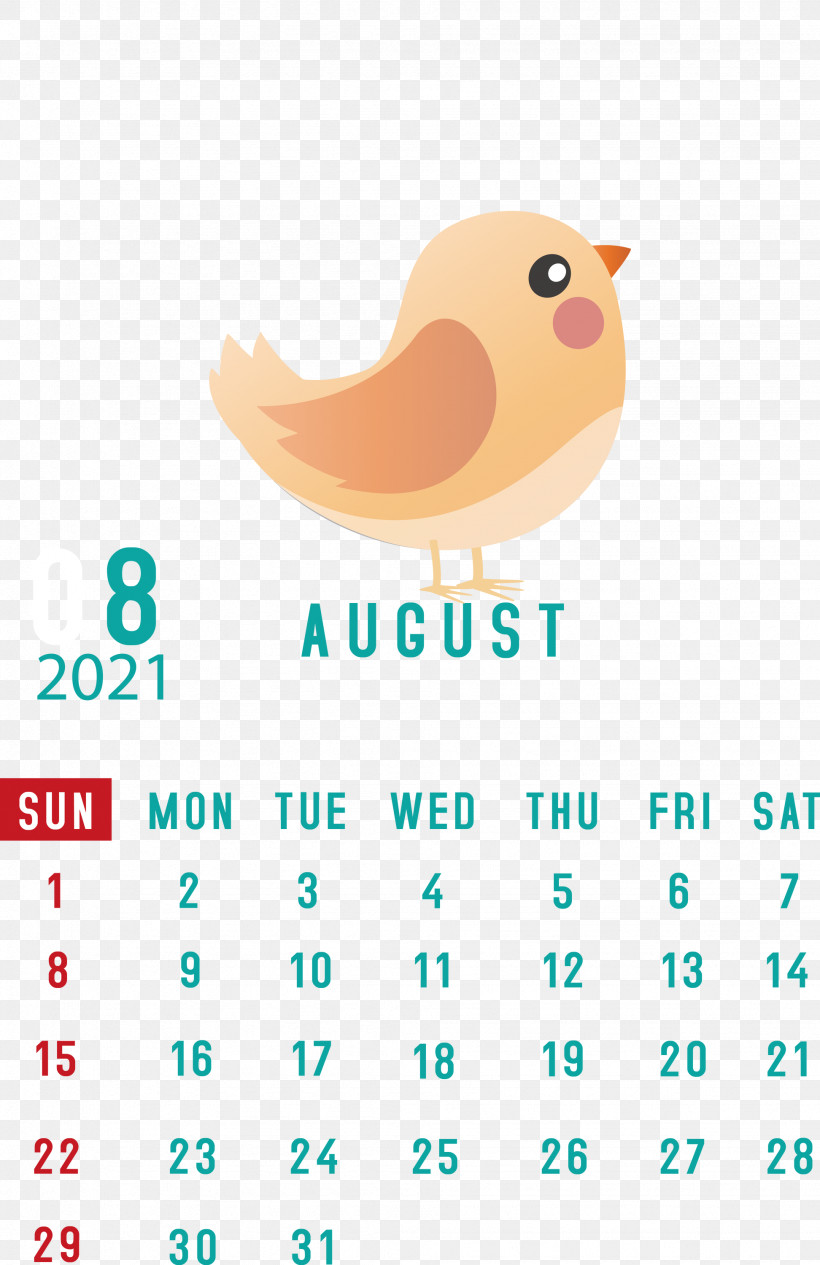 August 2021 Calendar August Calendar 2021 Calendar, PNG, 1944x3000px, 2021 Calendar, Beak, Birds, Calendar System, Line Download Free