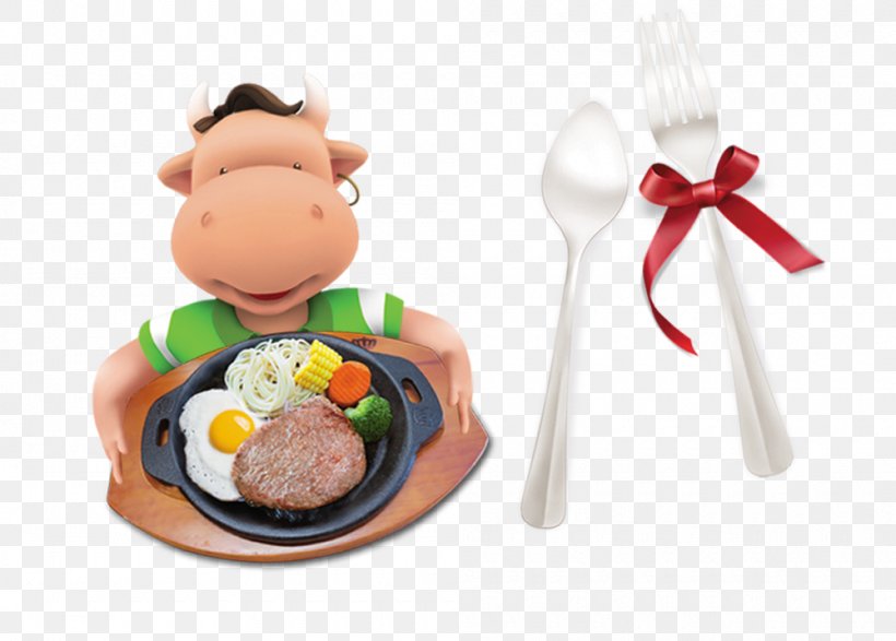 Cattle Steak Waiter Catering, PNG, 1000x716px, Cattle, Cartoon, Catering, Cuisine, Food Download Free