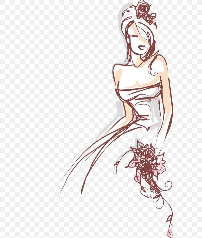 Drawing Bride Illustration, PNG, 674x966px, Watercolor, Cartoon, Flower, Frame, Heart Download Free