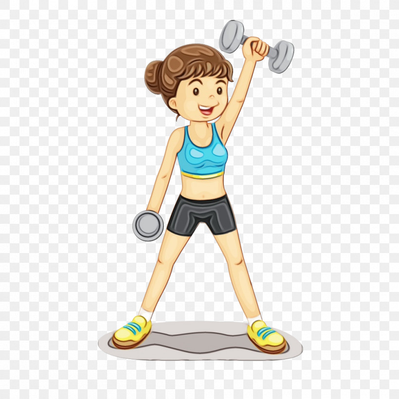 Weights Exercise Equipment Cartoon Arm Dumbbell, PNG, 1000x1000px, Watercolor, Arm, Balance, Barbell, Cartoon Download Free