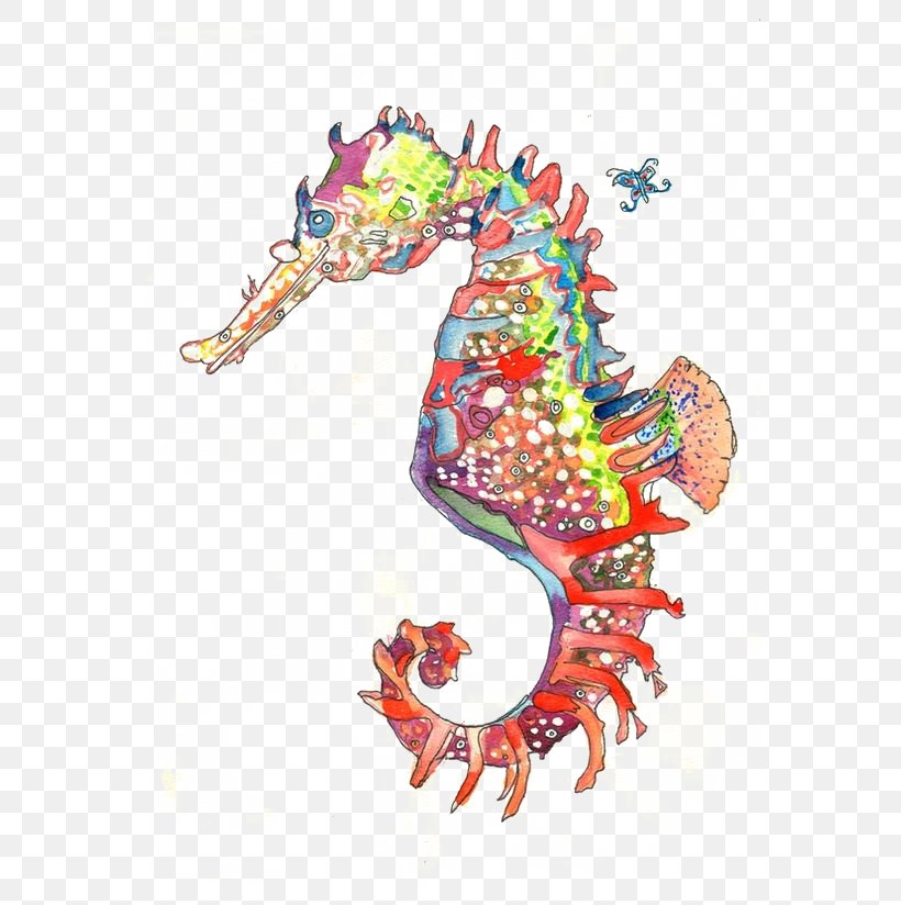 Seahorse Hippopotamus Printmaking Watercolor Painting, PNG, 564x824px, Seahorse, Art, Creativity, Edition, Hippopotamus Download Free