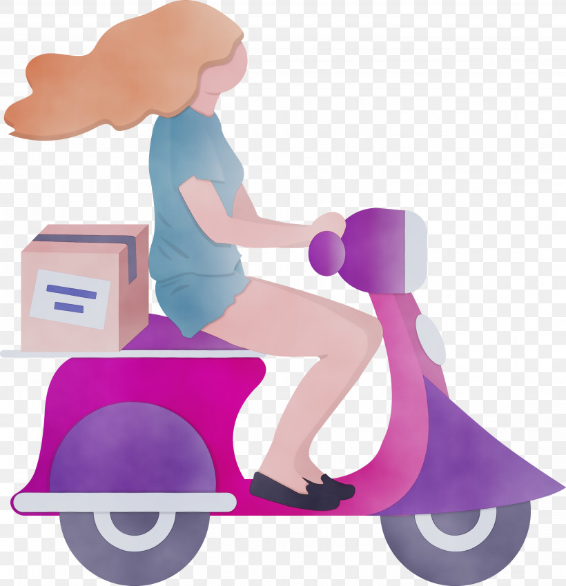 Scooter Kick Scooter Pink Vehicle Riding Toy, PNG, 2892x3000px, Delivery, Girl, Kick Scooter, Paint, Pink Download Free