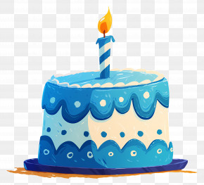 Birthday Cake - Blue Birthday Cake With Candle PNG