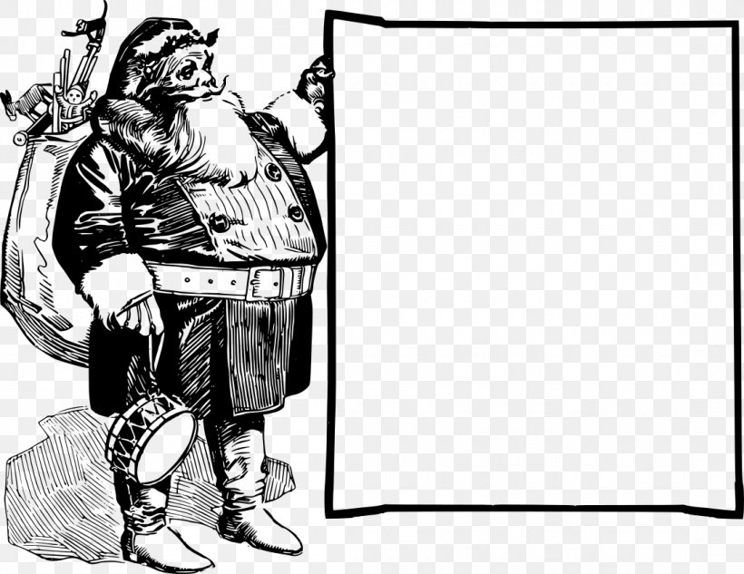 Santa Claus Picture Frames Clip Art, PNG, 1100x850px, Santa Claus, Arm, Art, Black, Black And White Download Free