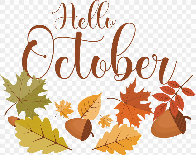October, PNG, 7421x5873px, Autumn, Leaf, Lettering, Logo, October Download Free