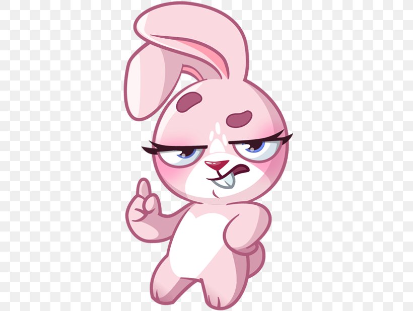 Rabbit Telegram Sticker Easter Bunny Pusheen, PNG, 618x618px, Watercolor, Cartoon, Flower, Frame, Heart Download Free