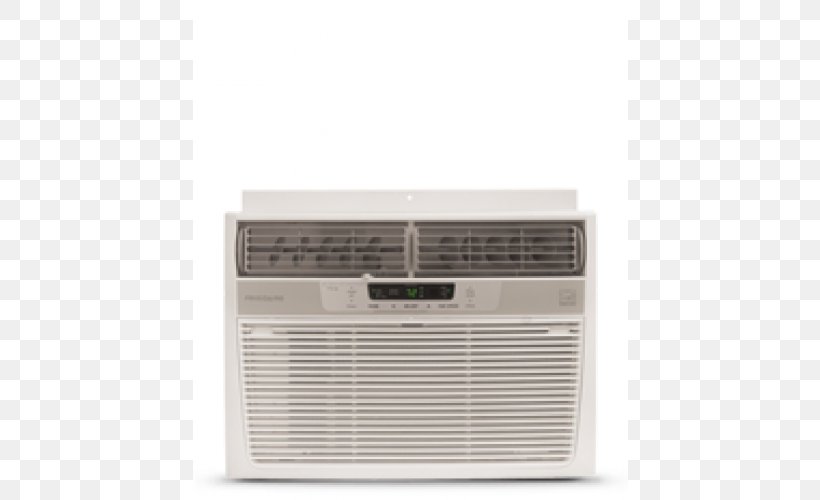 Window Air Conditioning British Thermal Unit Frigidaire Seasonal Energy Efficiency Ratio, PNG, 500x500px, Window, Air Conditioning, British Thermal Unit, Cooling Capacity, Fan Download Free