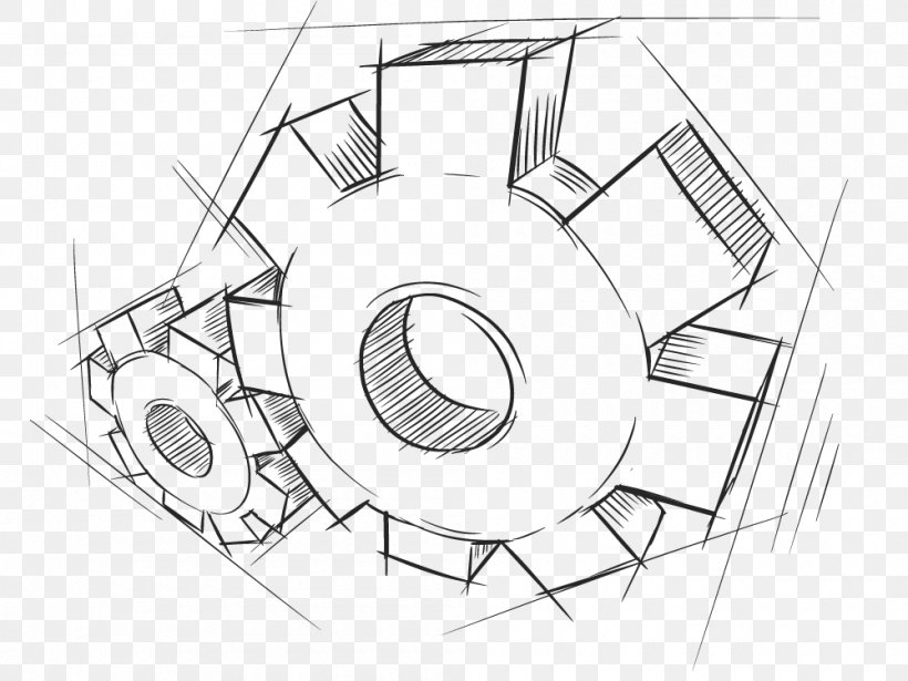 Drawing Gear Mechanical Engineering, PNG, 1000x750px, Drawing, Area, Art, Artwork, Black And White Download Free