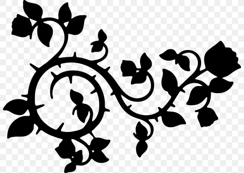 Flower Vine, PNG, 800x583px, Silhouette, Blackandwhite, Drawing, Flower, Leaf Download Free