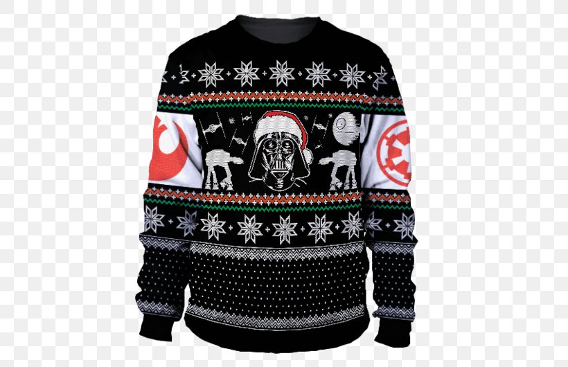 T-shirt Sweatshirt Darth Vader Christmas Jumper Sweater, PNG, 530x530px, Tshirt, Baja Jacket, Black, Christmas Day, Christmas Jumper Download Free