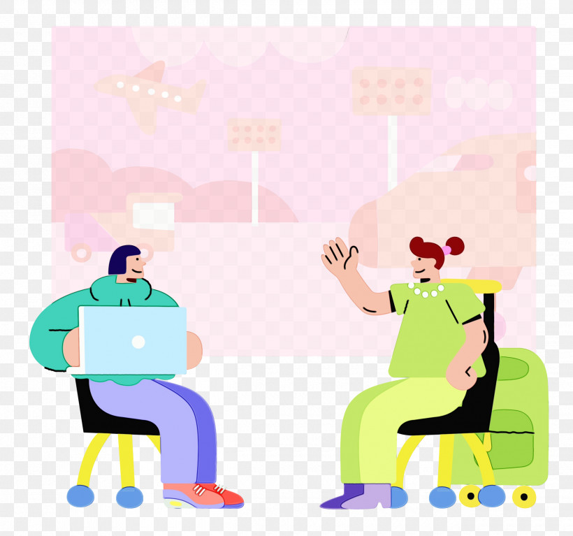 Cartoon Chair Sitting Conversation Meter, PNG, 2500x2340px, Watercolor, Behavior, Cartoon, Chair, Conversation Download Free