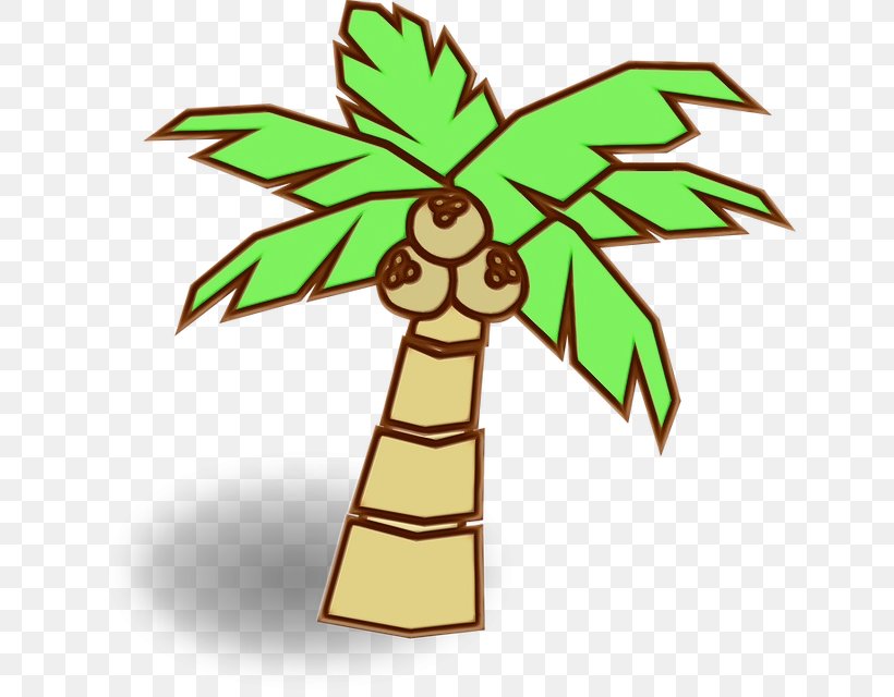 Coconut Leaf Drawing, PNG, 640x640px, Watercolor, Arecales, Cartoon, Coconut, Drawing Download Free