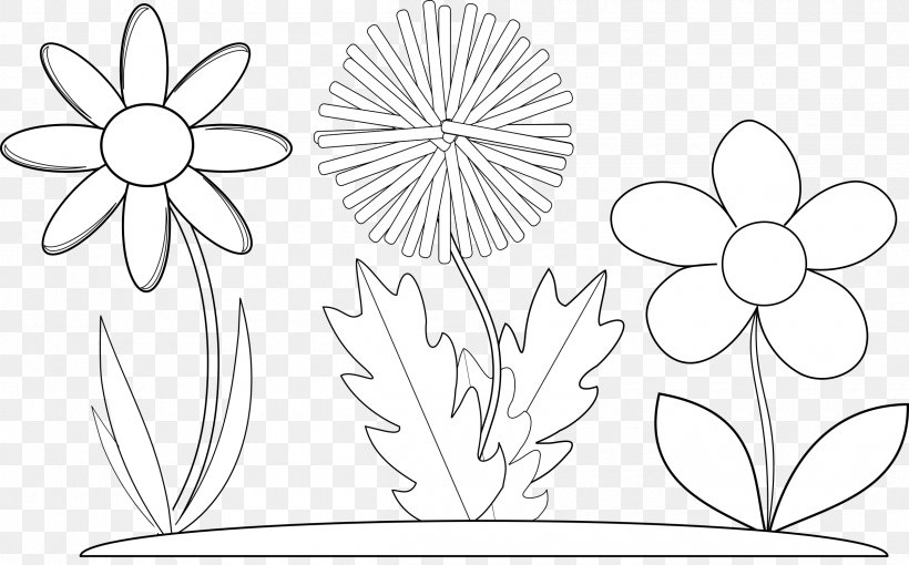 Cut Flowers Plant Stem Coloring Book Floral Design, PNG, 2400x1494px, Cut Flowers, Area, Black, Black And White, Branch Download Free